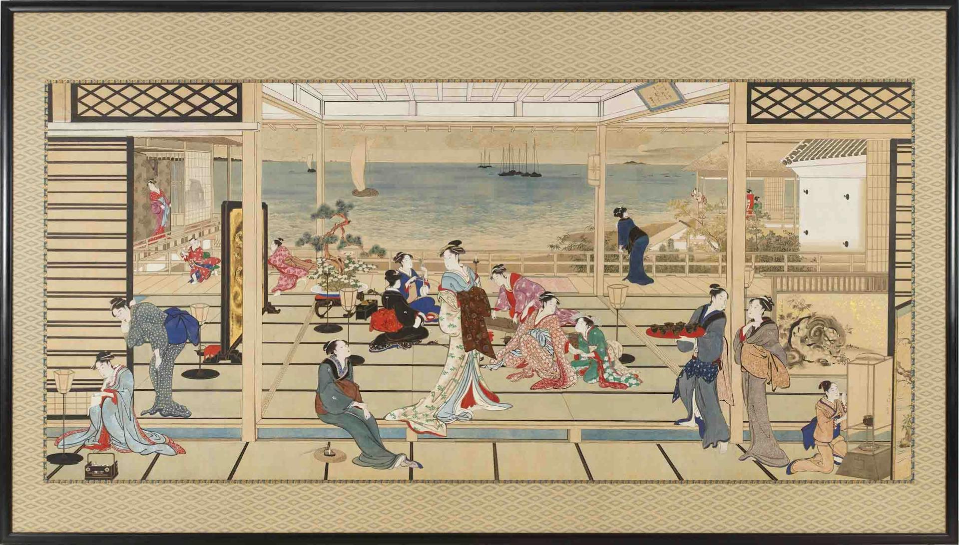 Ukiyo-e: Moonlight Revelry at Dozo Sagami, Kitagawa Utamaro