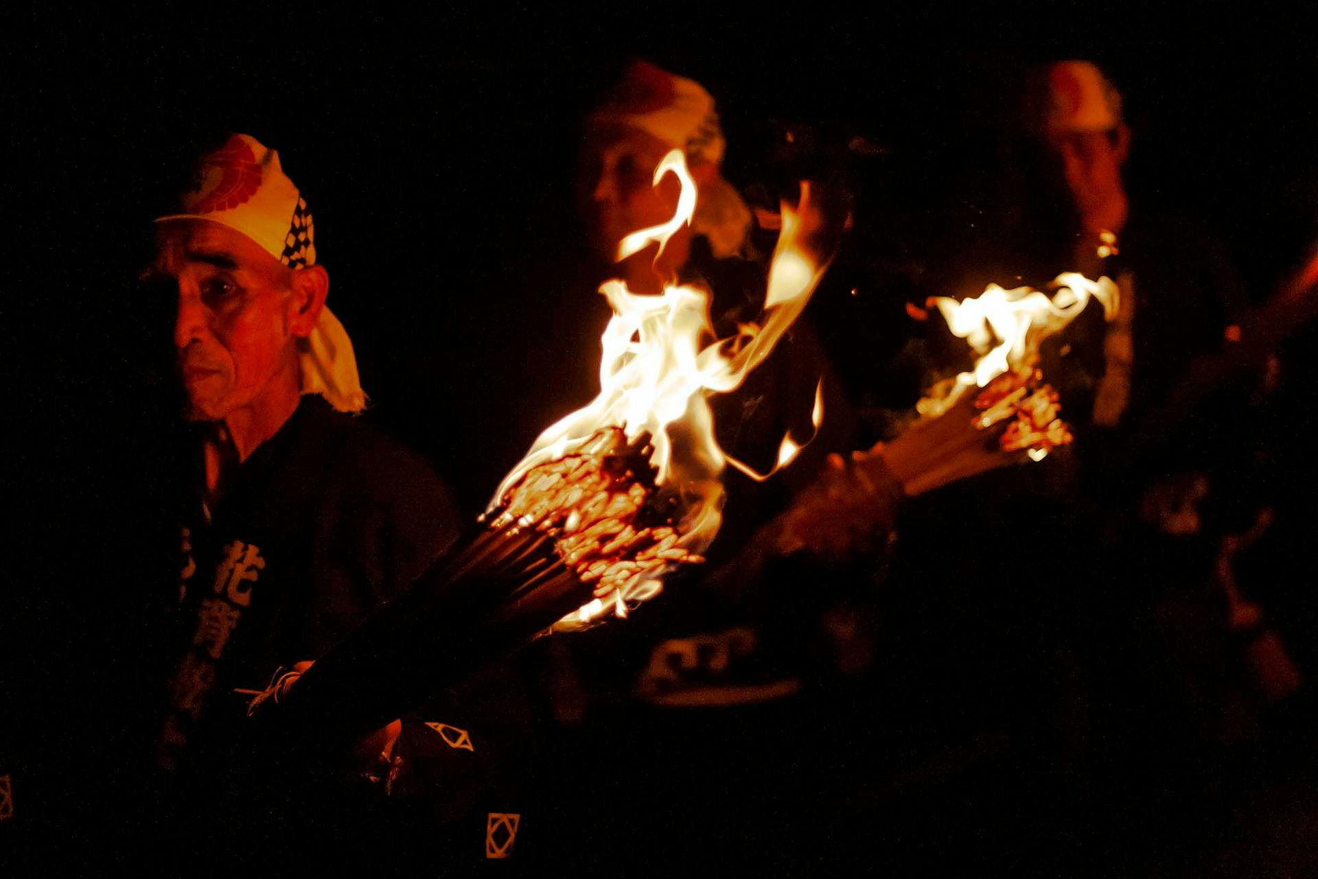 Participants begin the Matsuage Fire Festival. Photo source: James Saunders-Wyndham