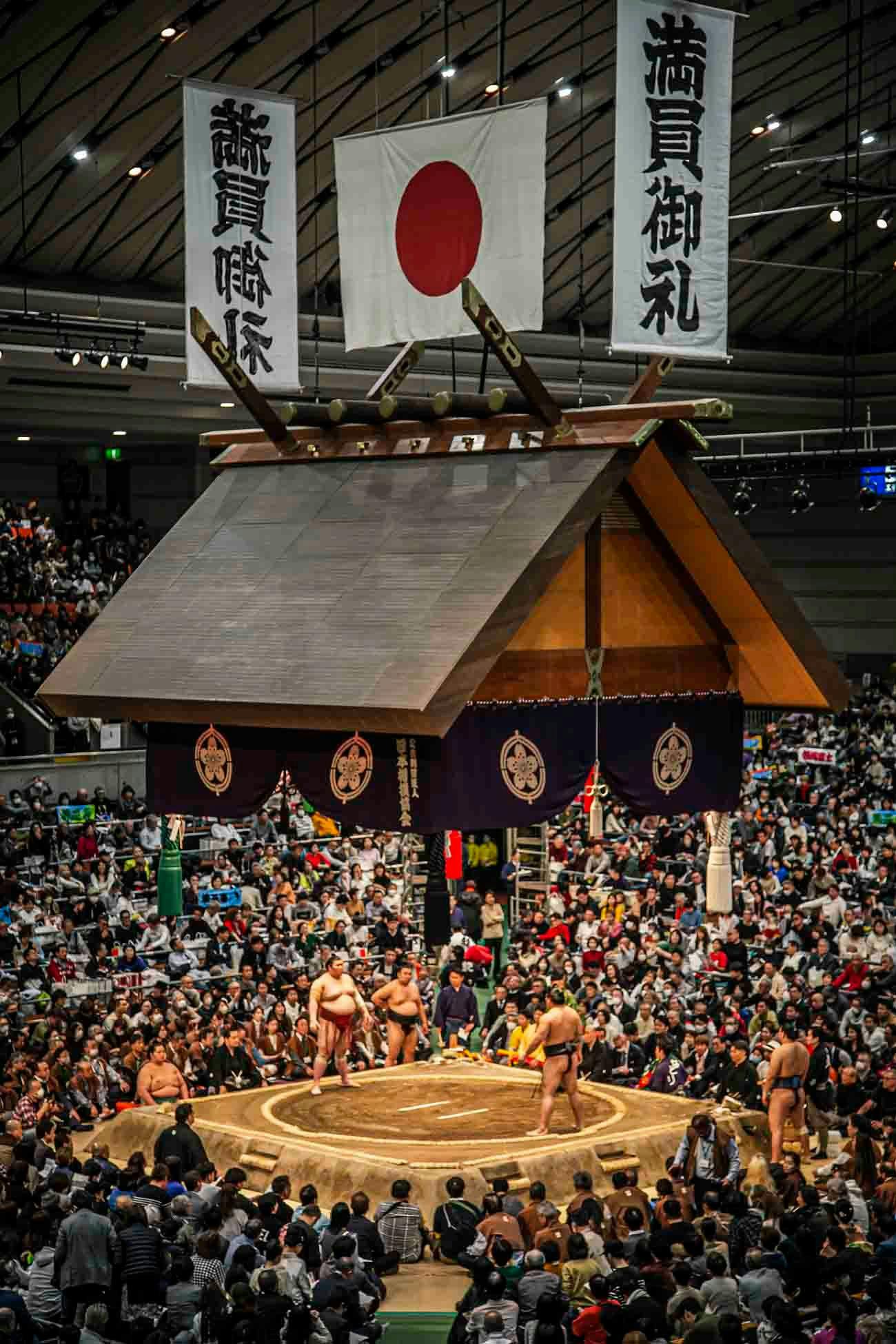 The dohyo sits in the center of the stadium. Photo source: James Saunders-Wyndham