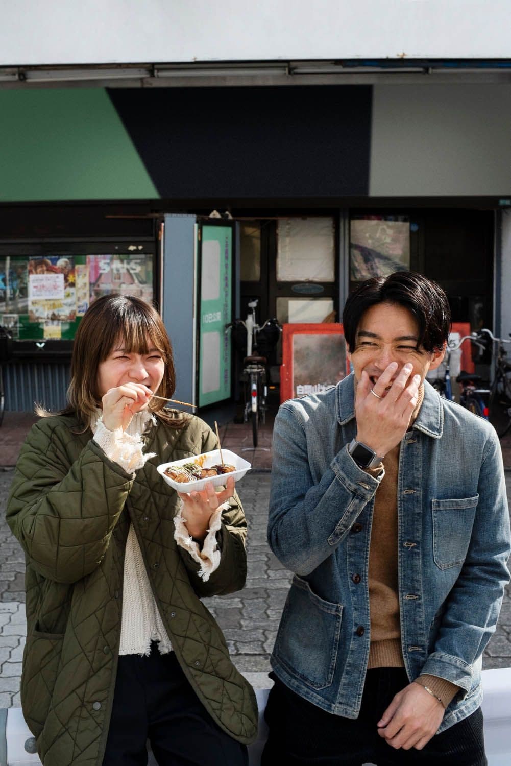 If you want to eat something on the go, find somewhere to sit and eat.