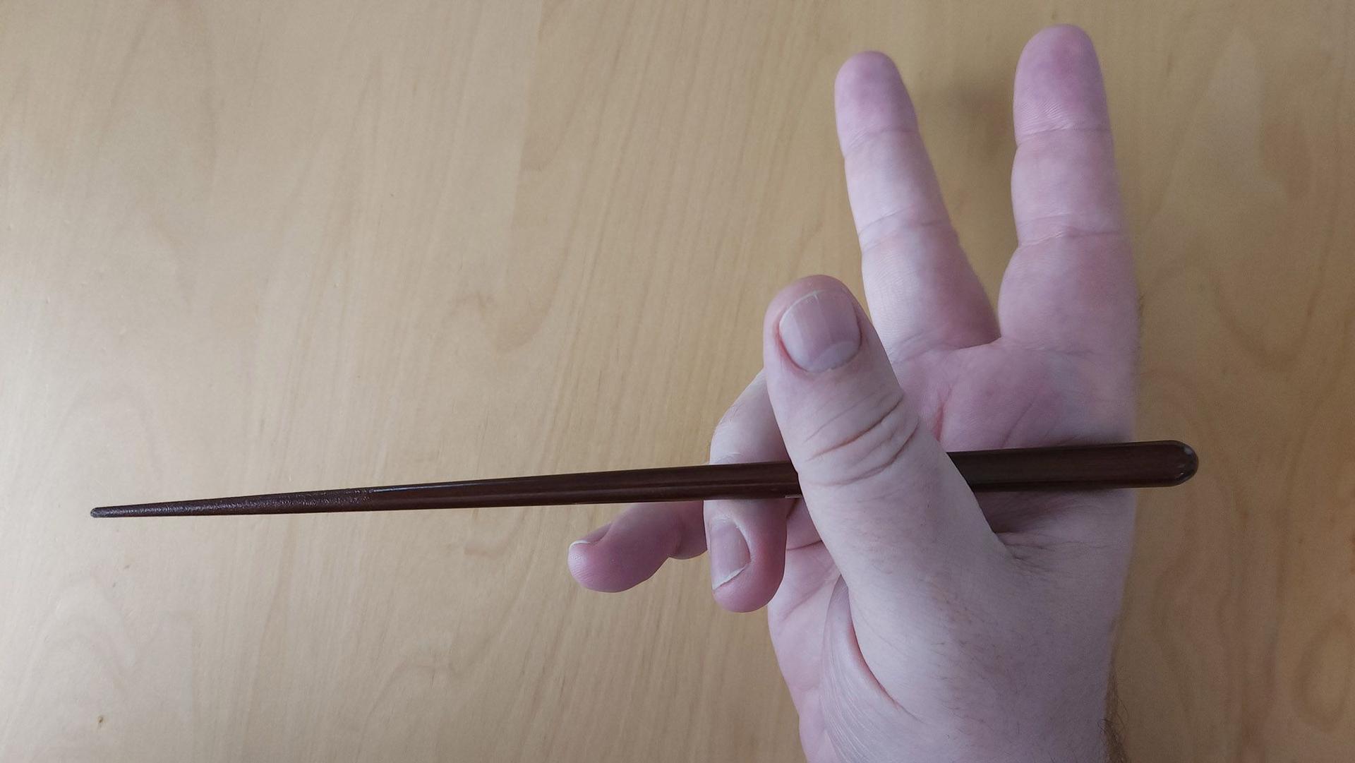 This is the bottom chopstick that is stable. It should not move and stays ion position. Photo source: James Saunders-Wyndham 