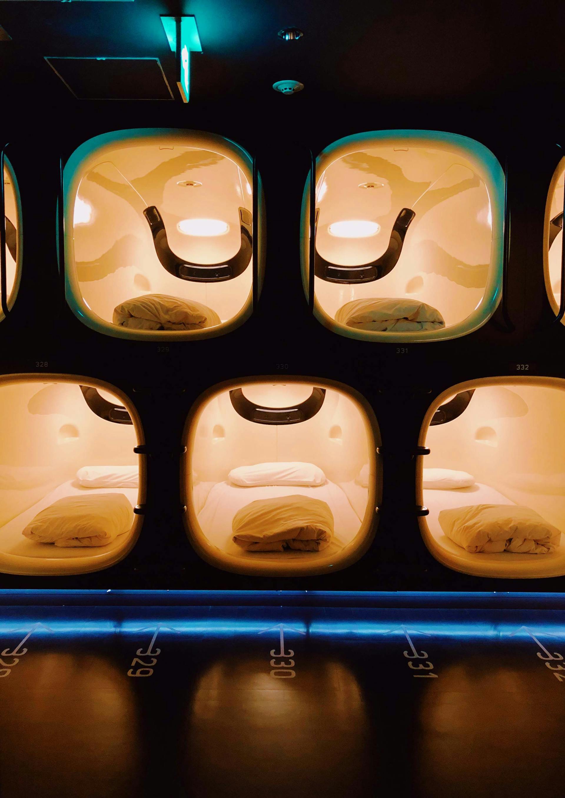 Capsule hotel pods. Photo source: Alec Favale from Unsplash